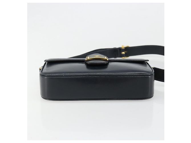 Céline CELINE Schultertasche aus Leder Navy Gold Auth 185966A Golden Marineblau - Ansicht 5