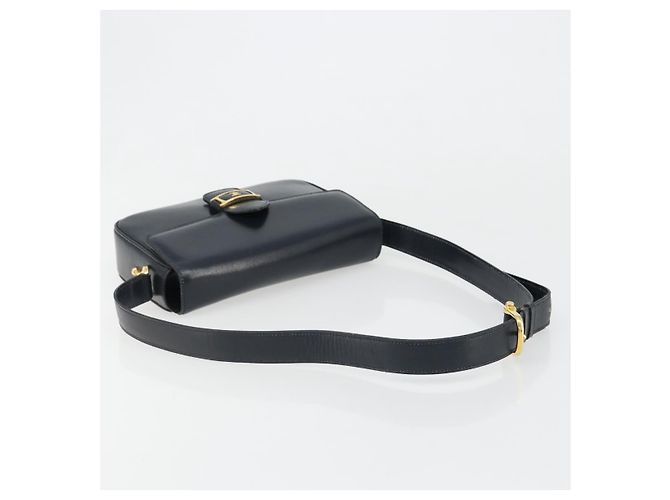 Céline CELINE Schultertasche aus Leder Navy Gold Auth 185966A Golden Marineblau - Ansicht 7
