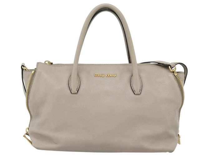 Borsa Miu Miu in pelle 2 way Grigio Oro Auth 187574V Marrone D'oro - vista 13