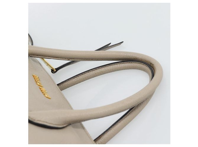 Borsa Miu Miu in pelle 2 way Grigio Oro Auth 187574V Marrone D'oro - vista 14