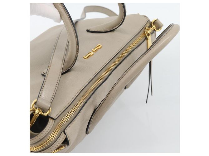 Borsa Miu Miu in pelle 2 way Grigio Oro Auth 187574V Marrone D'oro - vista 6
