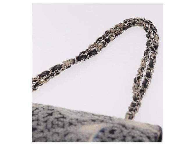 Borsa CHANEL Double Flap Chain Space Pattern in tela nera argento CC Auth 187039SAM Nero - vista 14