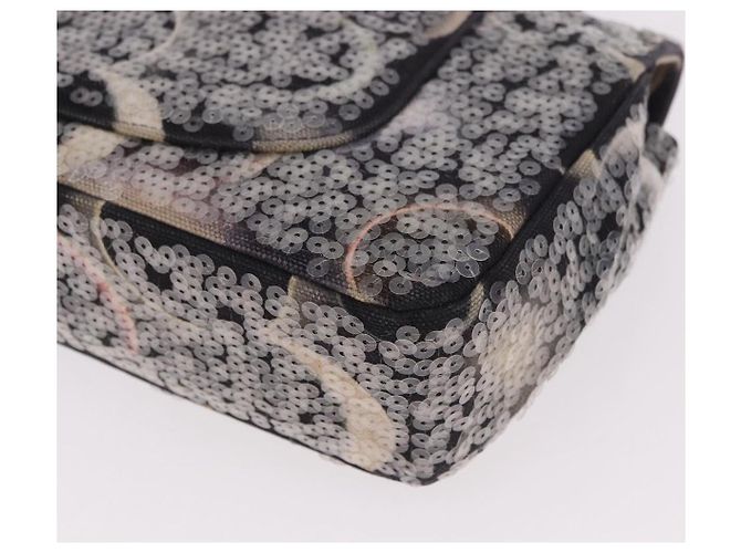 Borsa CHANEL Double Flap Chain Space Pattern in tela nera argento CC Auth 187039SAM Nero - vista 17
