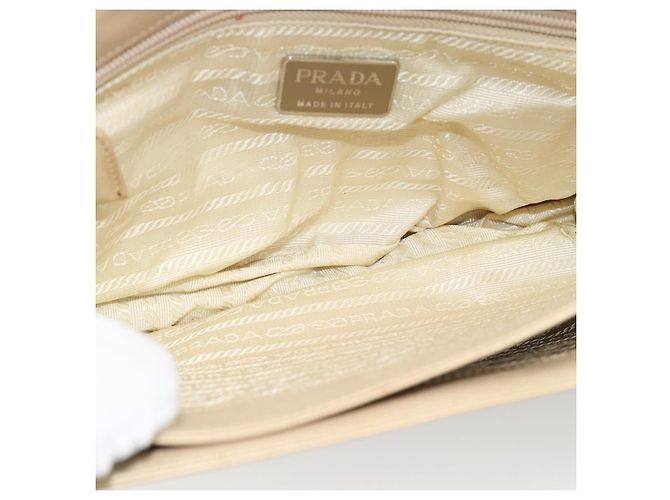 PRADA Chain Shoulder Bag Leder Beige Silber Auth 187798A - Ansicht 11