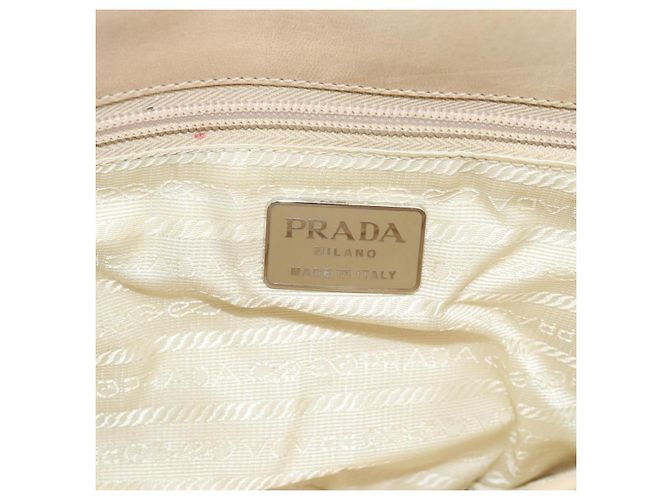 PRADA Chain Shoulder Bag Leder Beige Silber Auth 187798A - Ansicht 17
