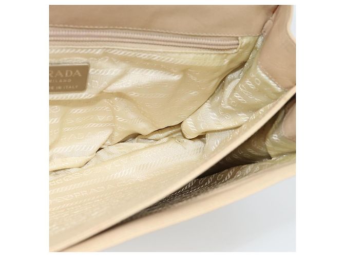 PRADA Chain Shoulder Bag Leder Beige Silber Auth 187798A - Ansicht 18