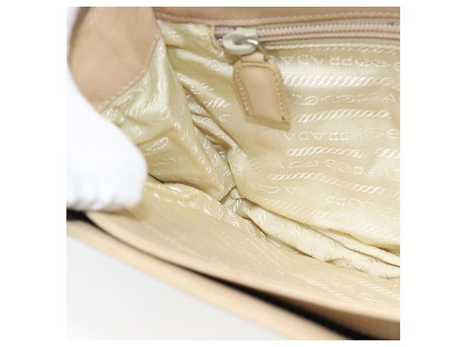 PRADA Chain Shoulder Bag Leder Beige Silber Auth 187798A - Ansicht 19