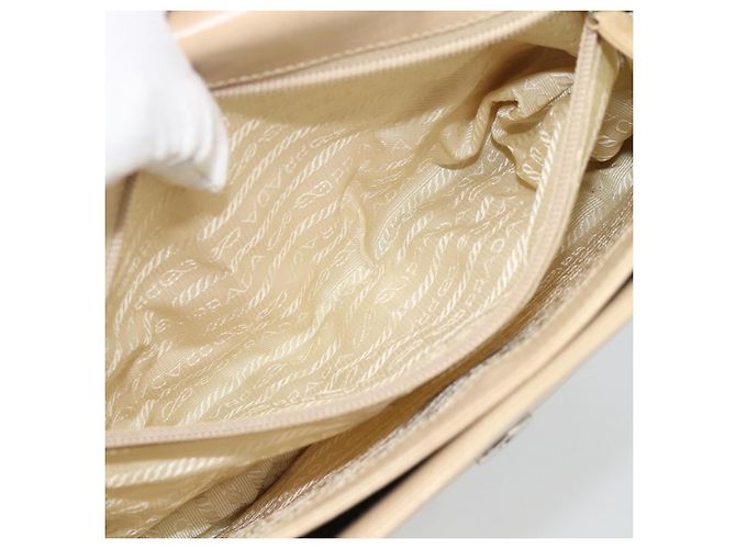 PRADA Chain Shoulder Bag Leder Beige Silber Auth 187798A - Ansicht 21