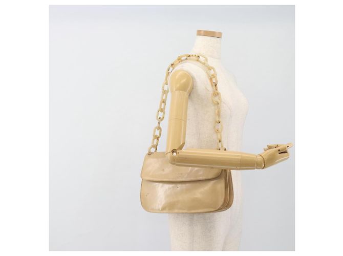 PRADA Chain Shoulder Bag Leder Beige Silber Auth 187798A - Ansicht 23