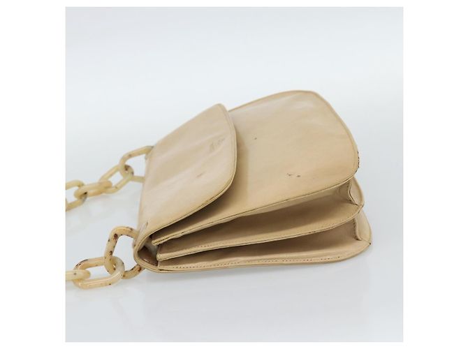 PRADA Chain Shoulder Bag Leder Beige Silber Auth 187798A - Ansicht 3