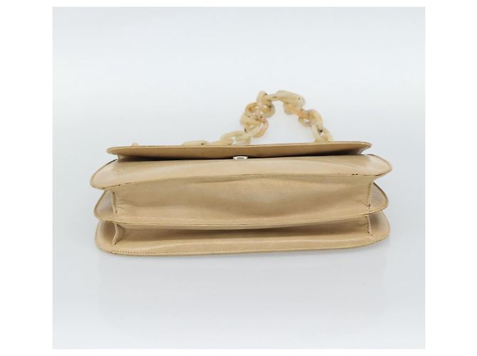 PRADA Chain Shoulder Bag Leder Beige Silber Auth 187798A - Ansicht 5