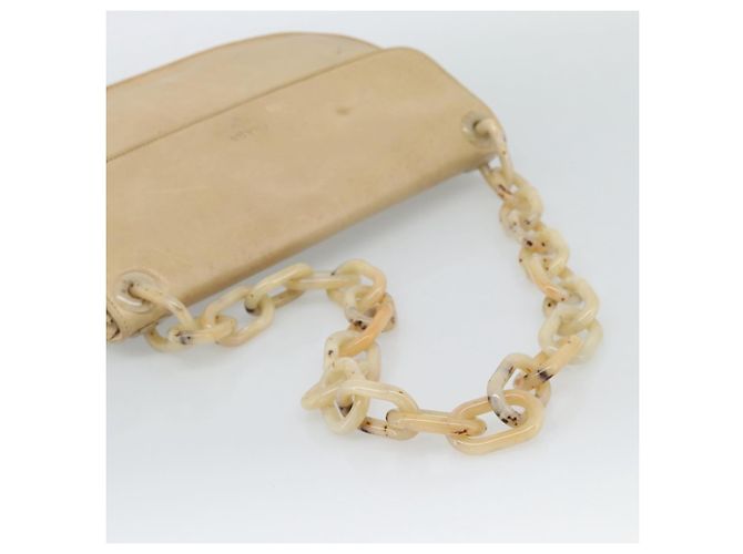 PRADA Chain Shoulder Bag Leder Beige Silber Auth 187798A - Ansicht 7