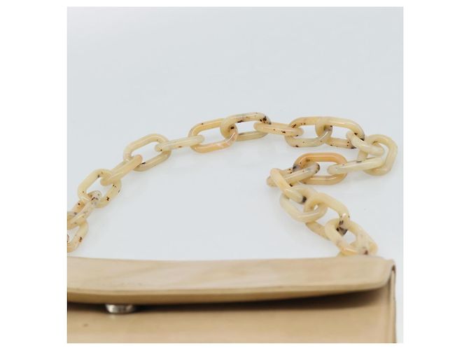 PRADA Chain Shoulder Bag Leder Beige Silber Auth 187798A - Ansicht 8