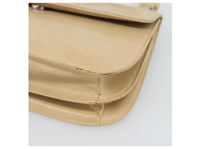 PRADA Chain Shoulder Bag Leder Beige Silber Auth 187798A - Ansicht 9