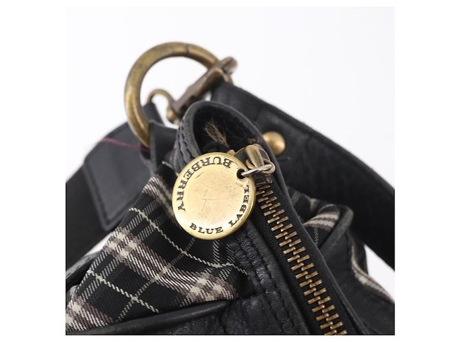 Borsa a mano BURBERRY Nova Check Blue Label in tela 2way Nero Oro Auth 187373 D'oro - vista 11