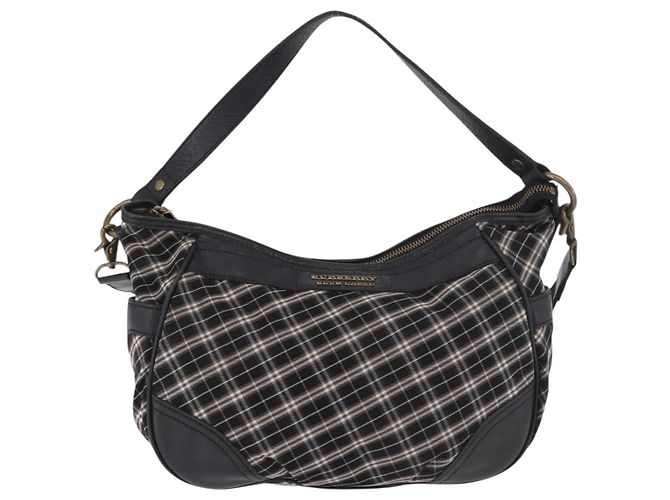 Borsa a mano BURBERRY Nova Check Blue Label in tela 2way Nero Oro Auth 187373 D'oro - vista 13