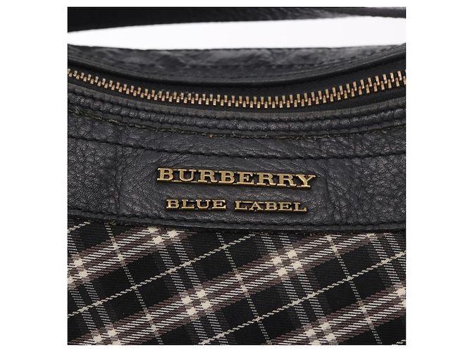 Borsa a mano BURBERRY Nova Check Blue Label in tela 2way Nero Oro Auth 187373 D'oro - vista 18