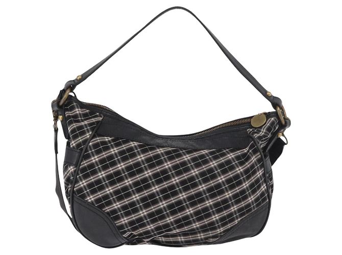 Borsa a mano BURBERRY Nova Check Blue Label in tela 2way Nero Oro Auth 187373 D'oro - vista 2