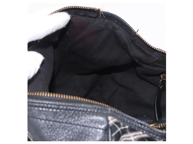 Borsa a mano BURBERRY Nova Check Blue Label in tela 2way Nero Oro Auth 187373 D'oro - vista 21