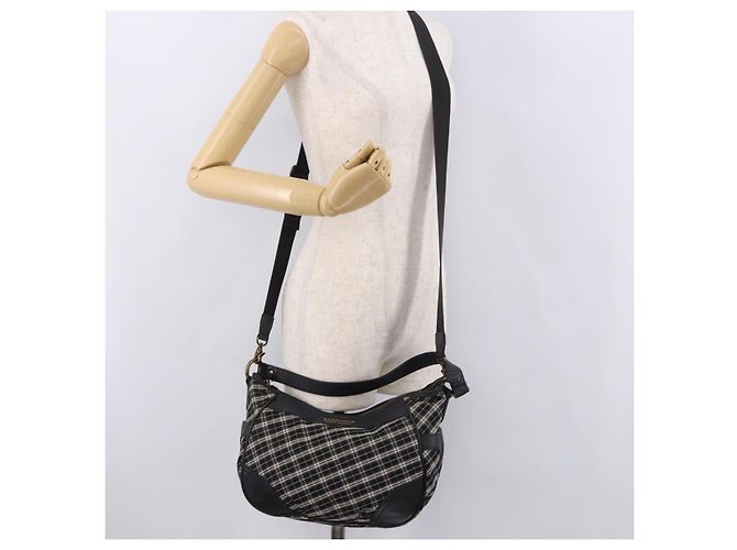 Borsa a mano BURBERRY Nova Check Blue Label in tela 2way Nero Oro Auth 187373 D'oro - vista 24