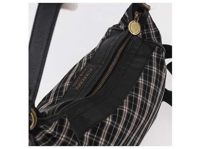 Borsa a mano BURBERRY Nova Check Blue Label in tela 2way Nero Oro Auth 187373 D'oro - vista 6