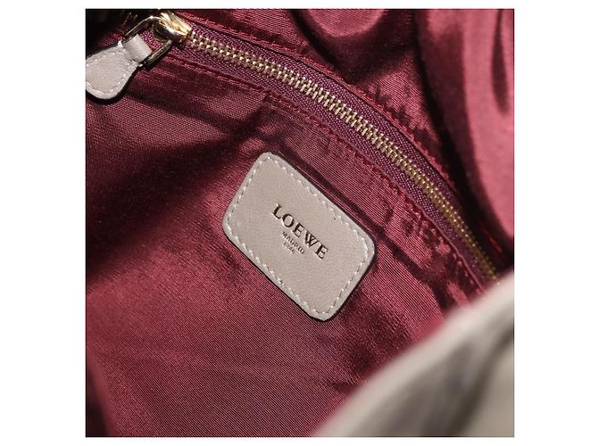 Bolsa de Ombro LOEWE Anagram Mya de Couro Bege Dourado Auth 186857A - vista 11