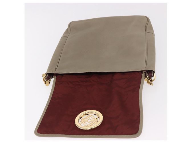 Bolsa de Ombro LOEWE Anagram Mya de Couro Bege Dourado Auth 186857A - vista 19