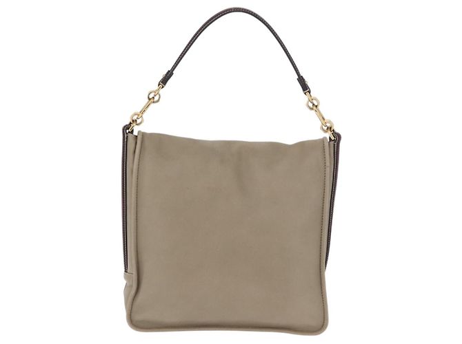 Bolsa de Ombro LOEWE Anagram Mya de Couro Bege Dourado Auth 186857A - vista 2
