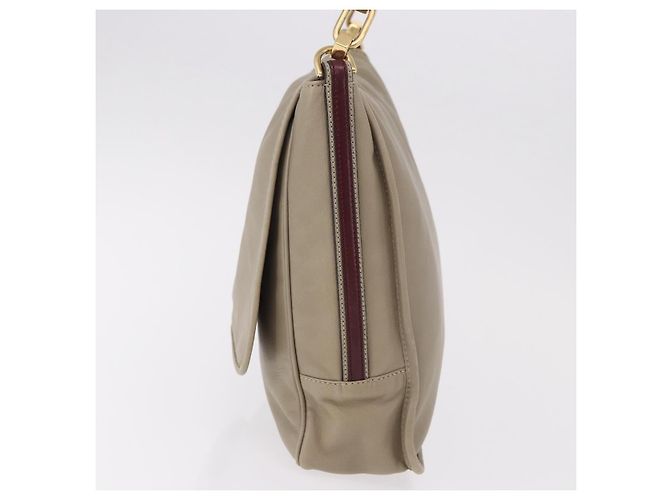 Bolsa de Ombro LOEWE Anagram Mya de Couro Bege Dourado Auth 186857A - vista 4