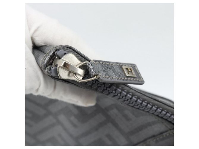 FENDI Borsa a mano Mamma Baguette in tela Zucca PVC Grigio Argento Auth 185974 Marrone - vista 20