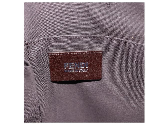 FENDI Borsa a mano Mamma Baguette in tela Zucca PVC Grigio Argento Auth 185974 Marrone - vista 21