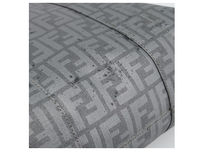 FENDI Borsa a mano Mamma Baguette in tela Zucca PVC Grigio Argento Auth 185974 Marrone - vista 9