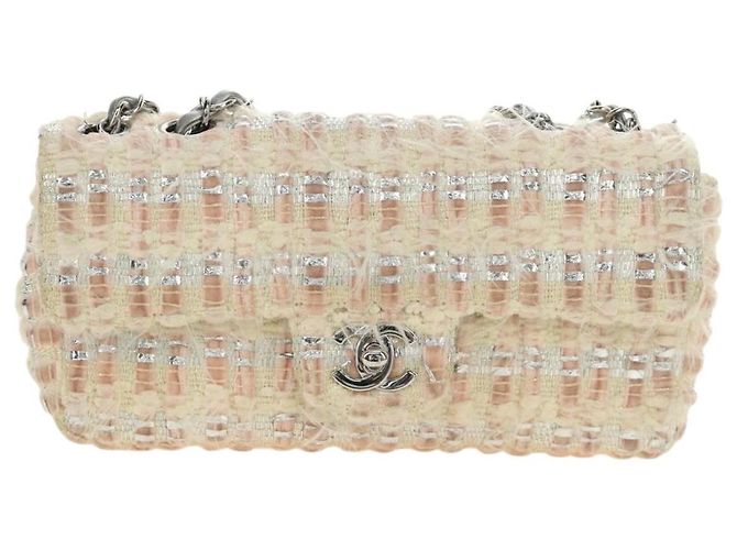 CHANEL Chain Matelasse 23 Schultertasche Tweed Rosa Silber CC Auth 185953SAM Pink - Ansicht 13