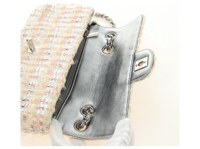 CHANEL Chain Matelasse 23 Schultertasche Tweed Rosa Silber CC Auth 185953SAM Pink - Ansicht 20