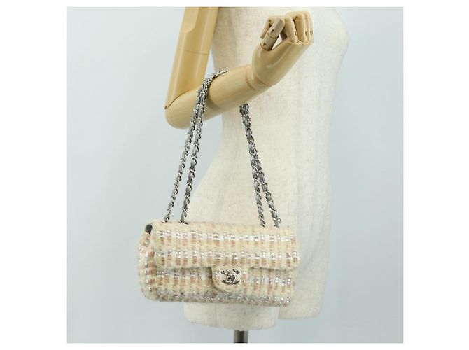 CHANEL Chain Matelasse 23 Schultertasche Tweed Rosa Silber CC Auth 185953SAM Pink - Ansicht 29