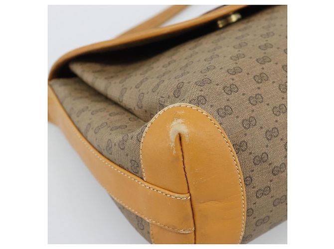 Borsa a tracolla GUCCI Micro GG Supreme PVC Beige Gold 001 099 4084 Auth BA13452 D'oro - vista 14