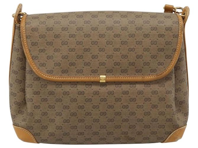 Borsa a tracolla GUCCI Micro GG Supreme PVC Beige Gold 001 099 4084 Auth BA13452 D'oro - vista 2