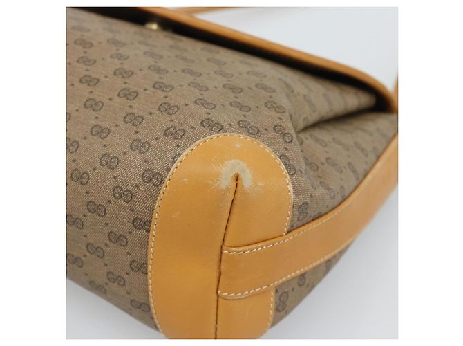 Borsa a tracolla GUCCI Micro GG Supreme PVC Beige Gold 001 099 4084 Auth BA13452 D'oro - vista 9