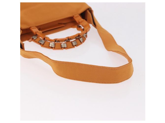 Borsa Salvatore Ferragamo Vala Canvas 2way Arancione Argento Auth BA13480 - vista 10