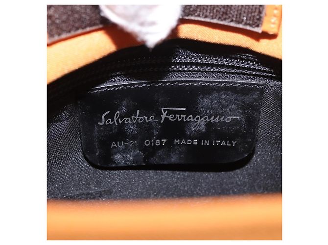 Borsa Salvatore Ferragamo Vala Canvas 2way Arancione Argento Auth BA13480 - vista 12