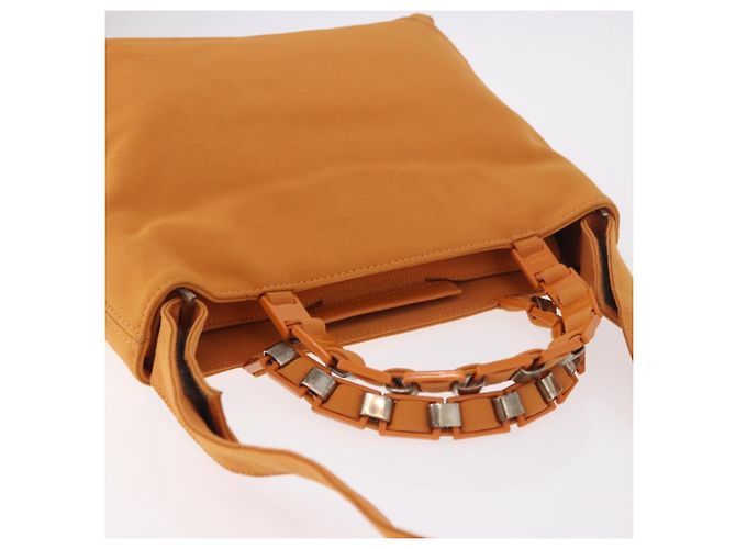Borsa Salvatore Ferragamo Vala Canvas 2way Arancione Argento Auth BA13480 - vista 7