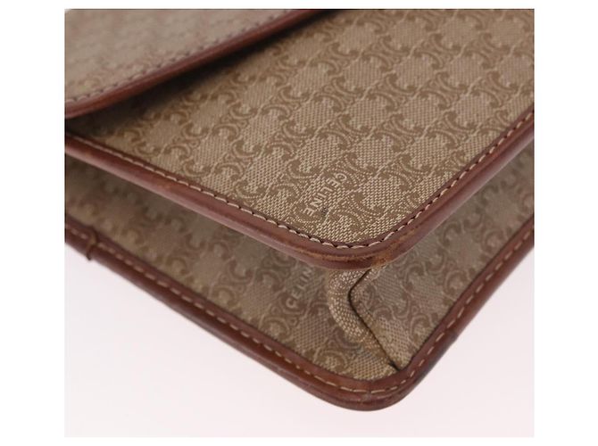 Céline Bolsa de Ombro CELINE Macadam Canvas PVC Couro Bege Ouro Auth 187364 Dourado - vista 14