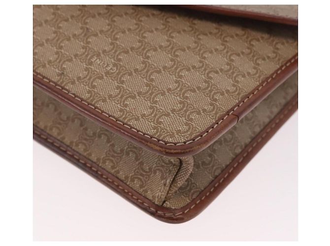 Céline Bolsa de Ombro CELINE Macadam Canvas PVC Couro Bege Ouro Auth 187364 Dourado - vista 15