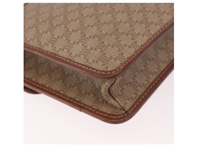 Céline Bolsa de Ombro CELINE Macadam Canvas PVC Couro Bege Ouro Auth 187364 Dourado - vista 16