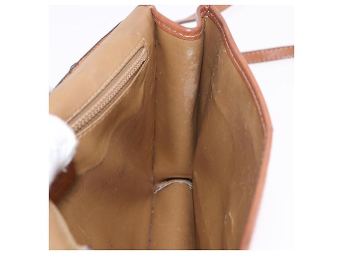 Céline Bolsa de Ombro CELINE Macadam Canvas PVC Couro Bege Ouro Auth 187364 Dourado - vista 20