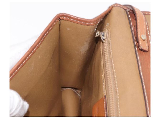 Céline Bolsa de Ombro CELINE Macadam Canvas PVC Couro Bege Ouro Auth 187364 Dourado - vista 21