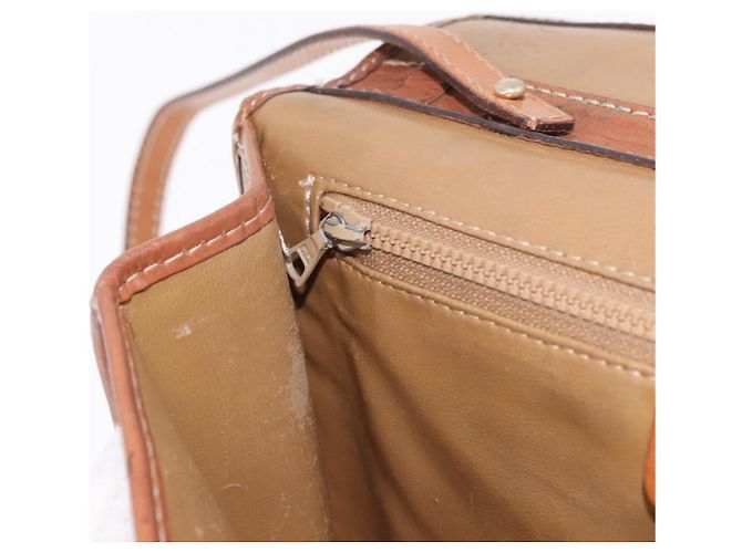 Céline Bolsa de Ombro CELINE Macadam Canvas PVC Couro Bege Ouro Auth 187364 Dourado - vista 22