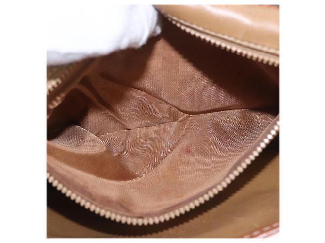 Céline Bolsa de Ombro CELINE Macadam Canvas PVC Couro Bege Ouro Auth 187364 Dourado - vista 23
