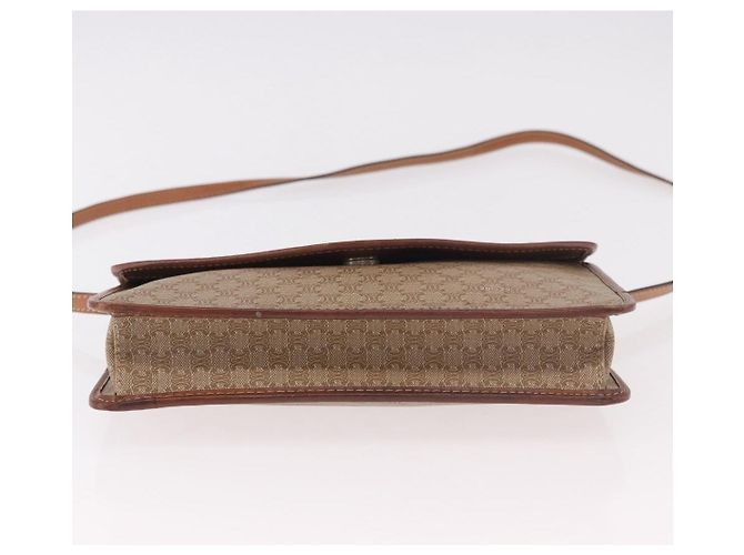 Céline Bolsa de Ombro CELINE Macadam Canvas PVC Couro Bege Ouro Auth 187364 Dourado - vista 5