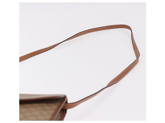 Céline Bolsa de Ombro CELINE Macadam Canvas PVC Couro Bege Ouro Auth 187364 Dourado - vista 8